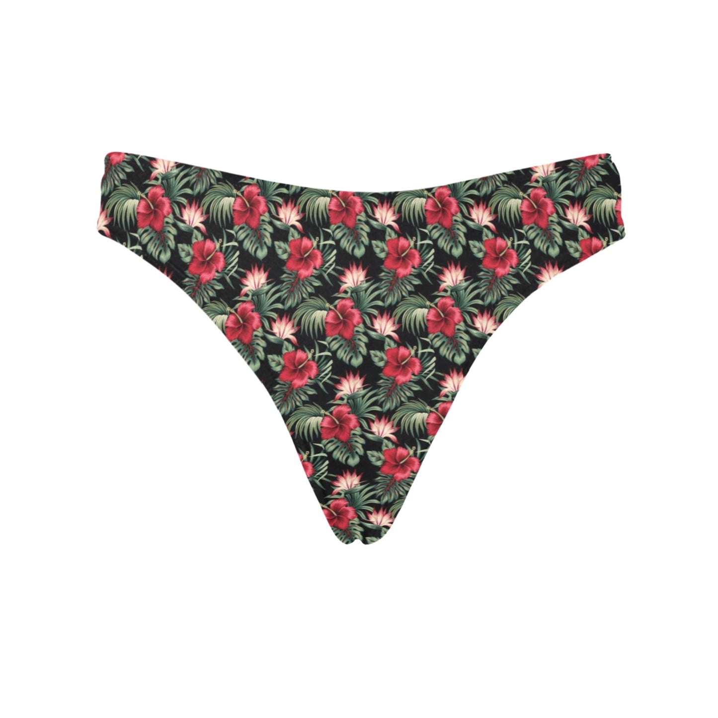 Flower Hawaiian Red Hibiscus Design Print Women's Thongs