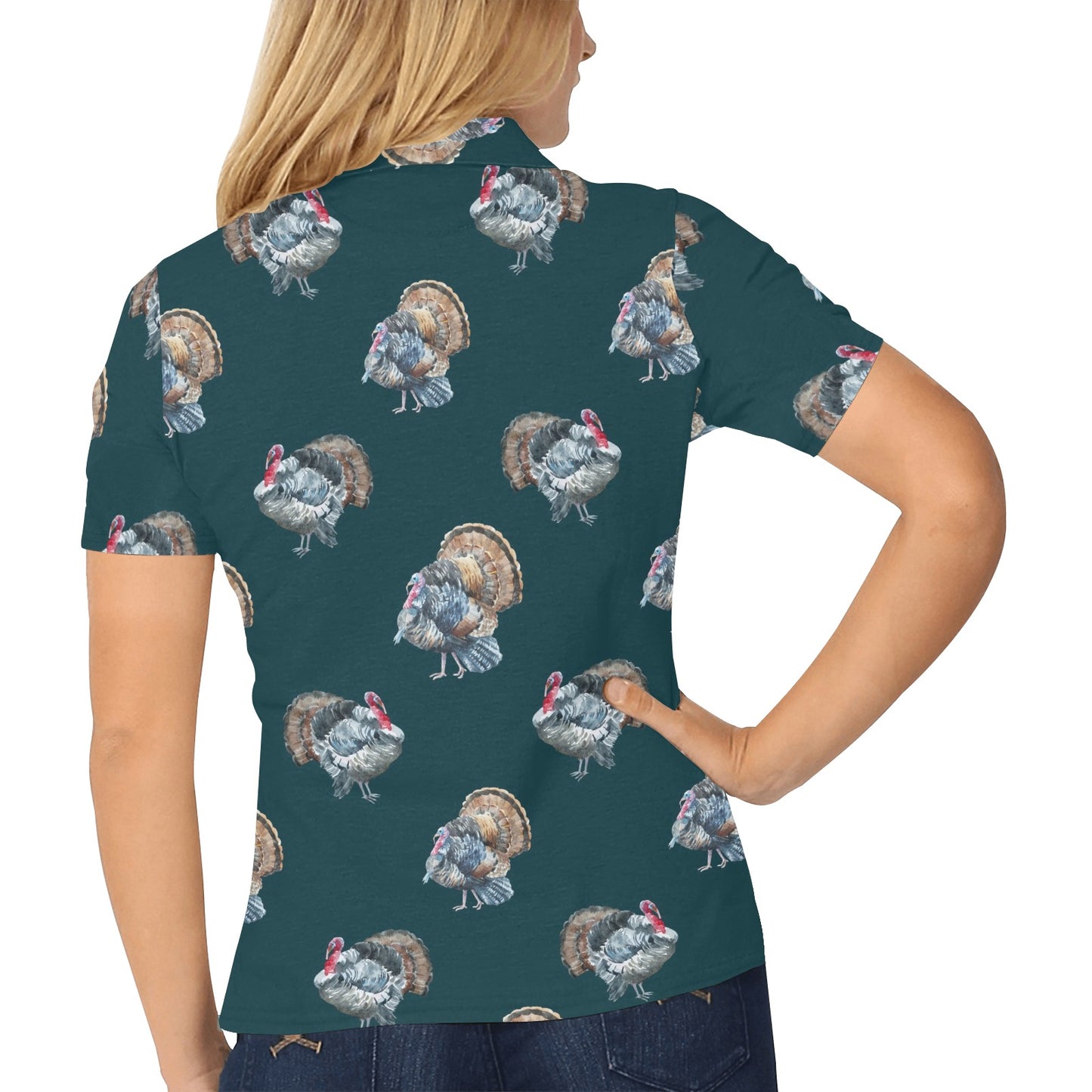 Turkey Pattern Print Design 03 Women's Polo Shirt