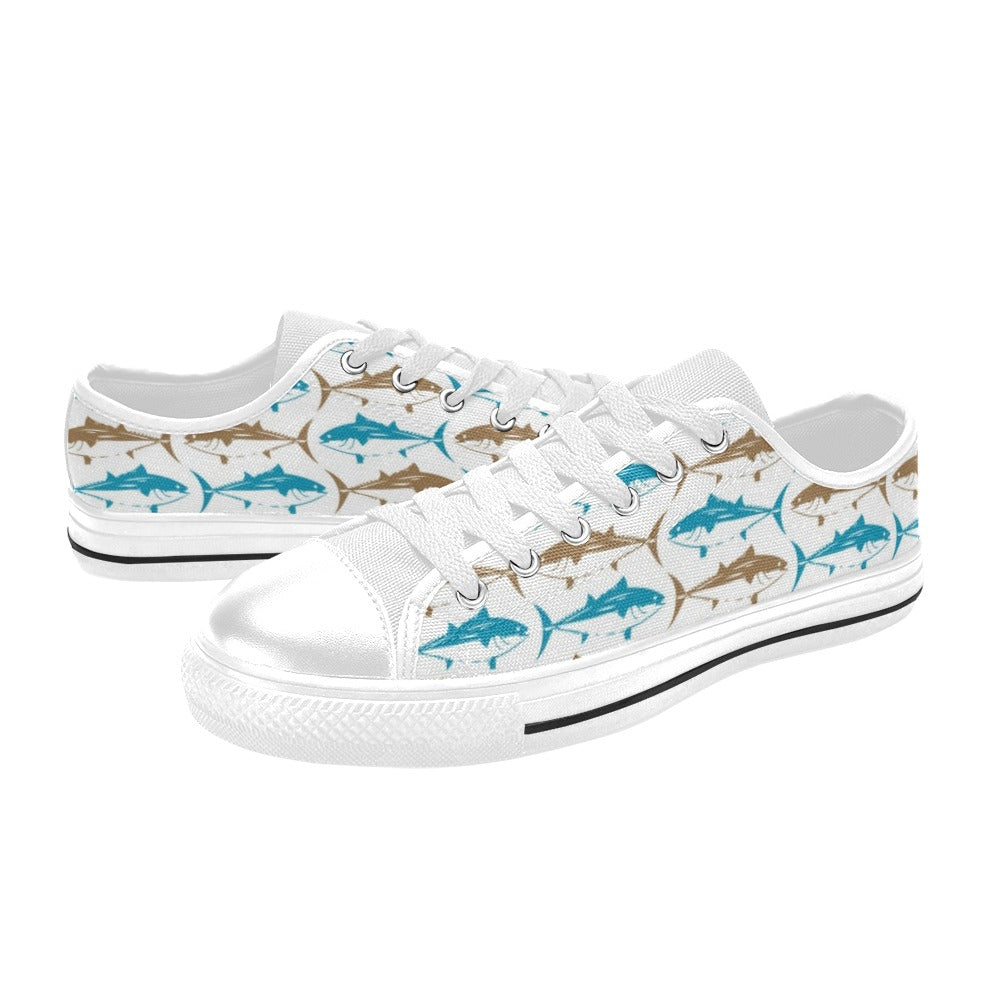 Tuna Fish Print Design LKS301 Women's White Low Top Shoes