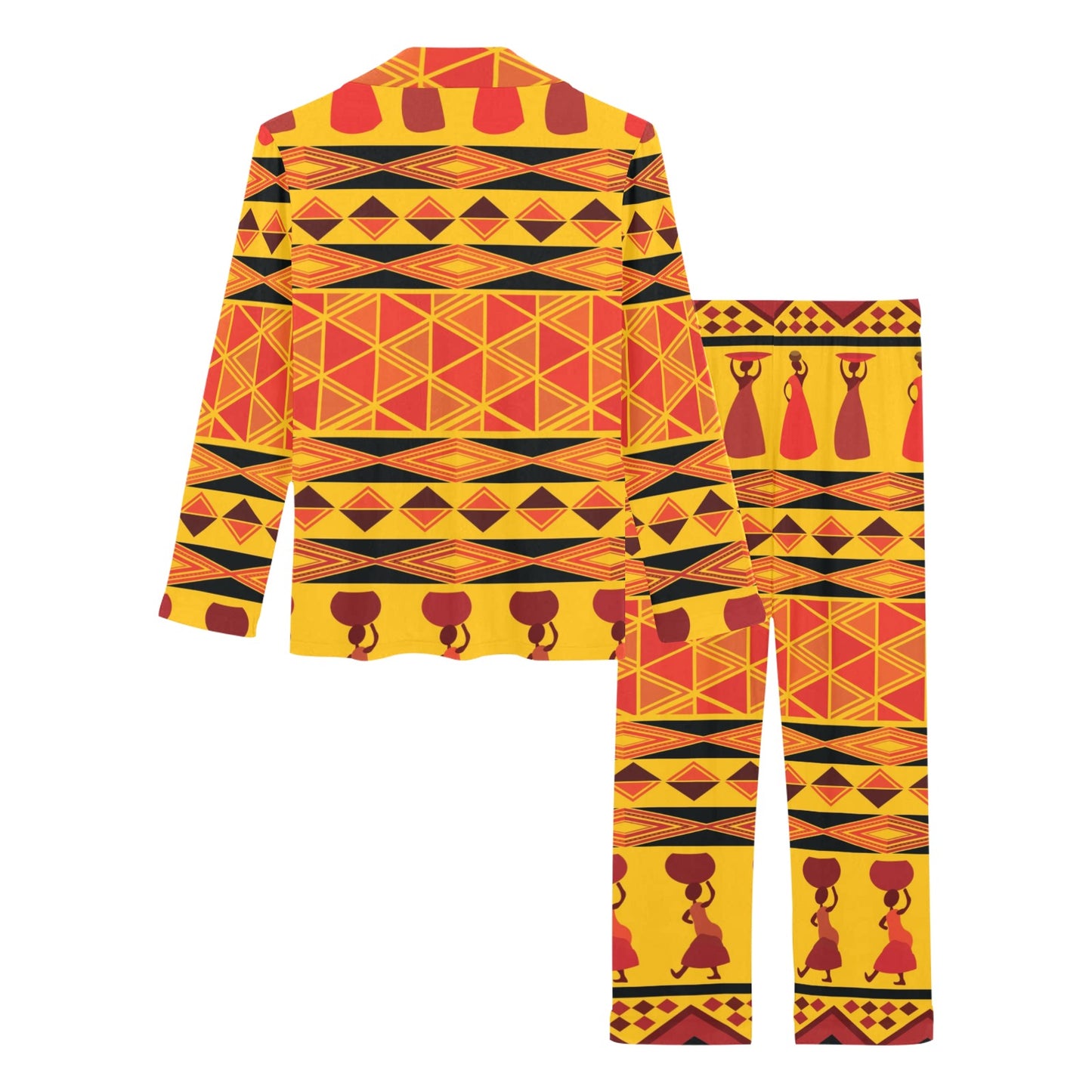 African Pattern Print Design 01 Women's Long Pajama Set