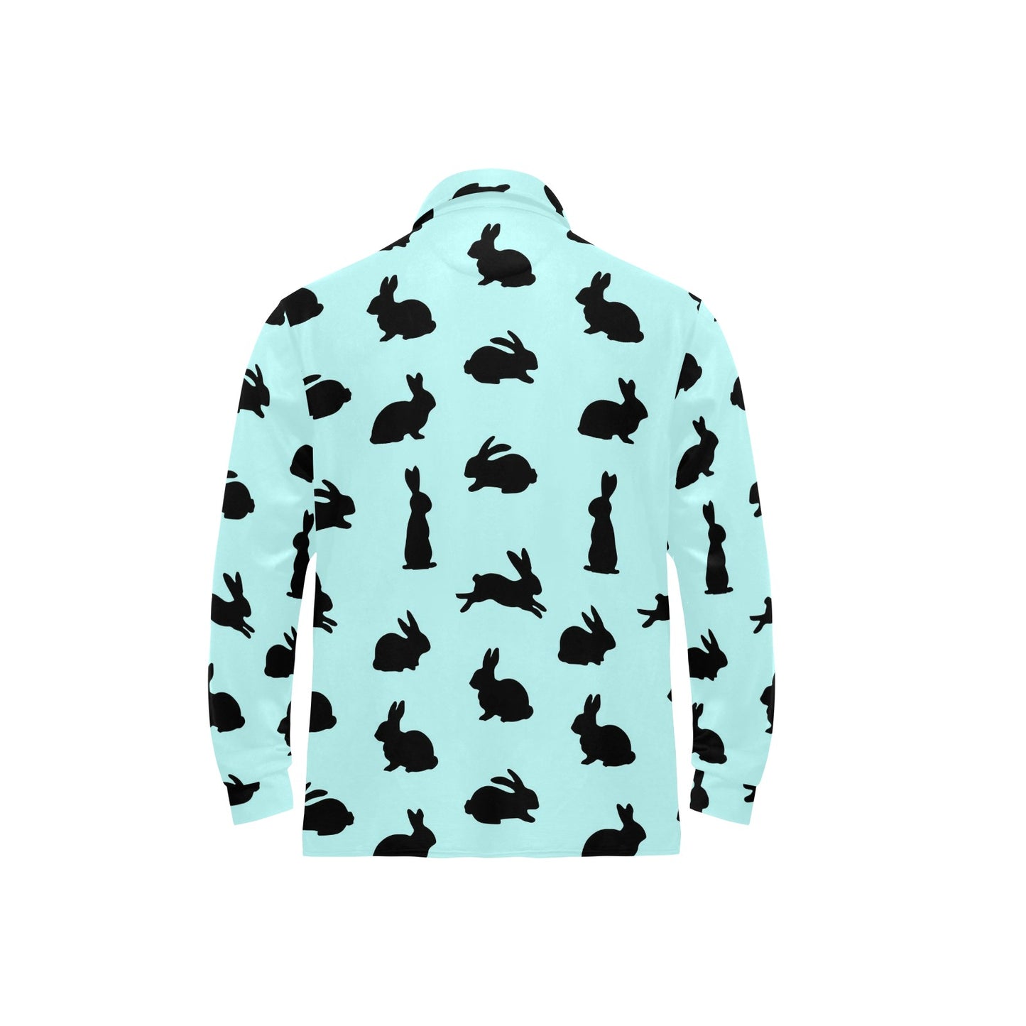 Rabbit Pattern Print Design RB010 Long Sleeve Polo Shirt For Men's