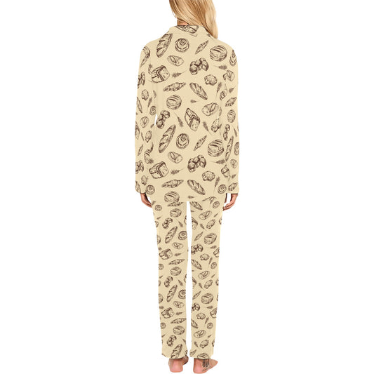Bread Pattern Print Design 04 Women's Long Pajama Set