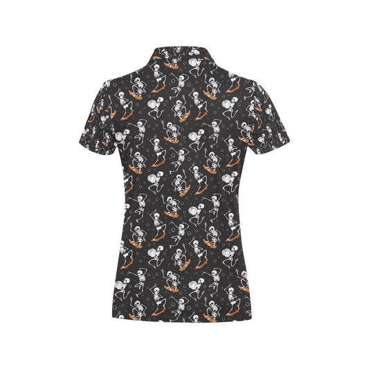 Skateboard With Skeleton Print Design LKS303 Women's Polo Shirt