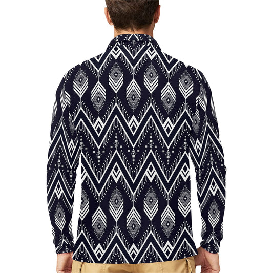 Indians Tribal Aztec Long Sleeve Polo Shirt For Men's