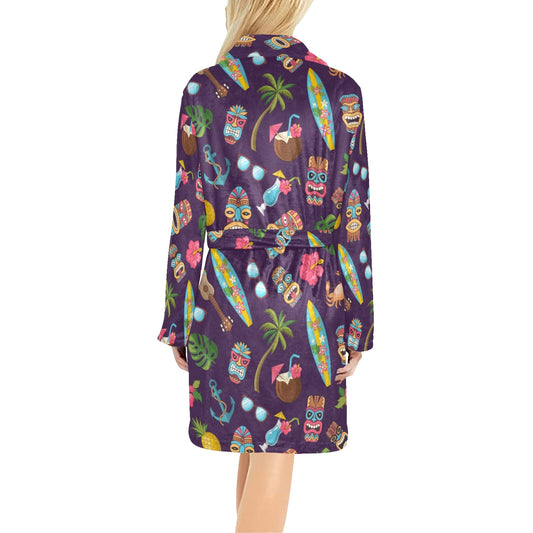 Hawaiian Themed Pattern Print Design H024 Women's Fleece Robe