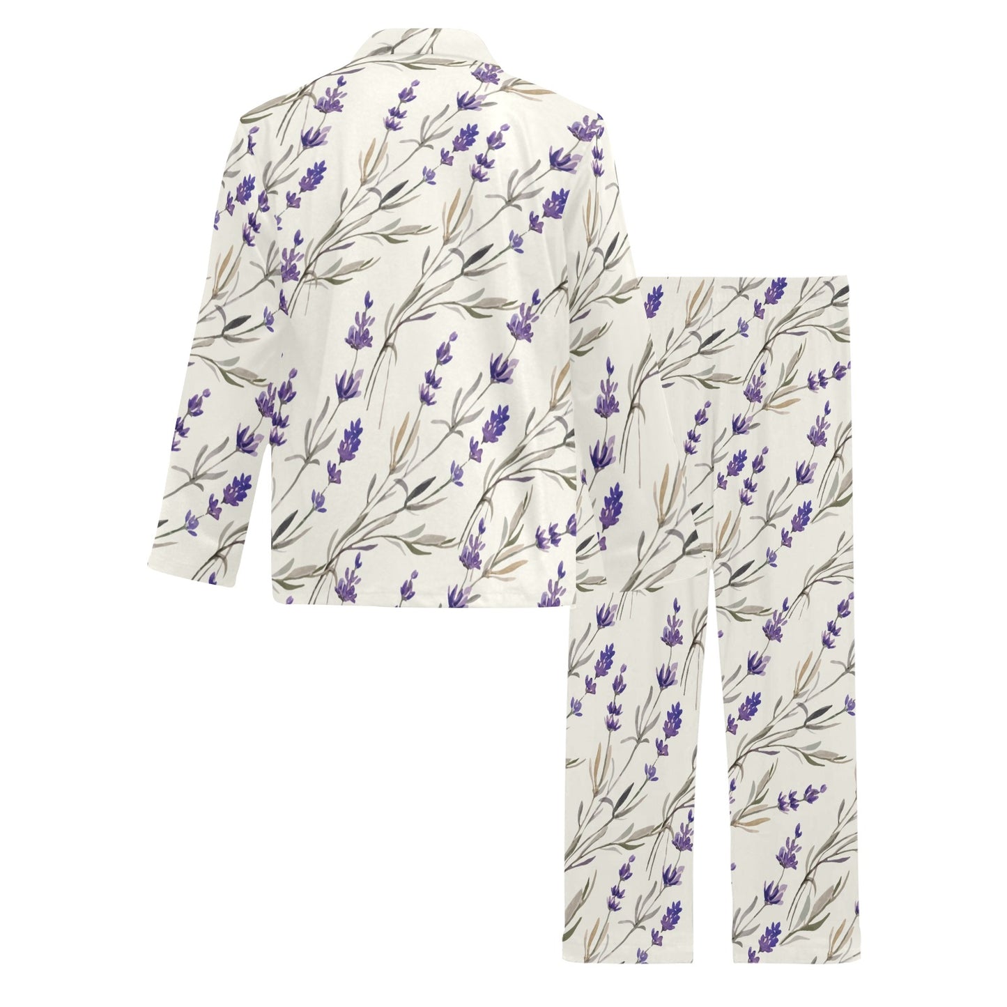 Lavender Pattern Print Design 01 Men's Long Pajama Set