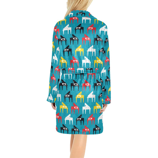 Piano Print Design LKS403 Women's Fleece Robe