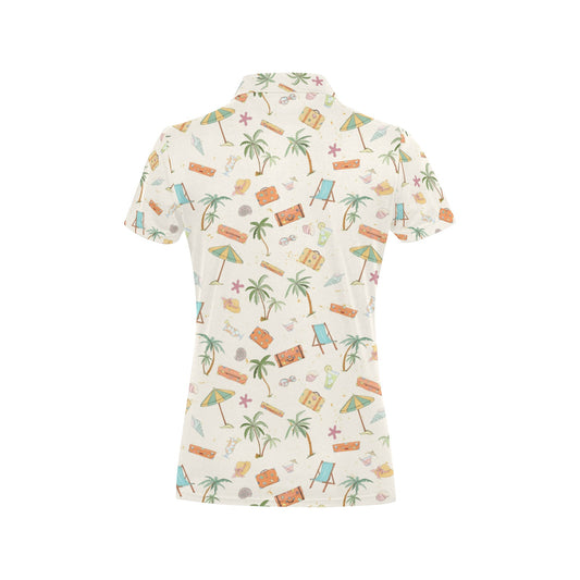 Beach Themed Pattern Print Design 05 Women's Polo Shirt