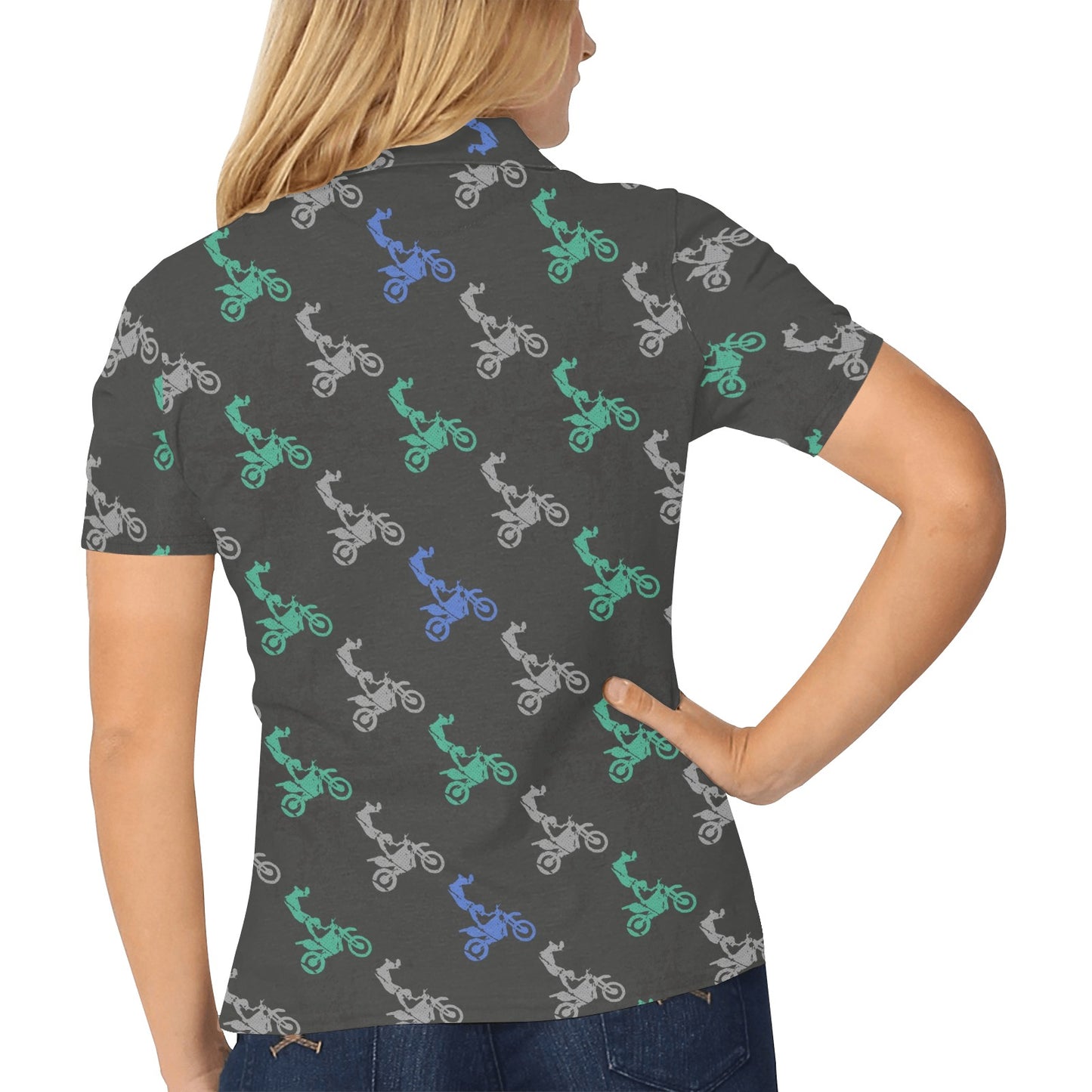 Motocross Pattern Print Design 02 Women's Polo Shirt