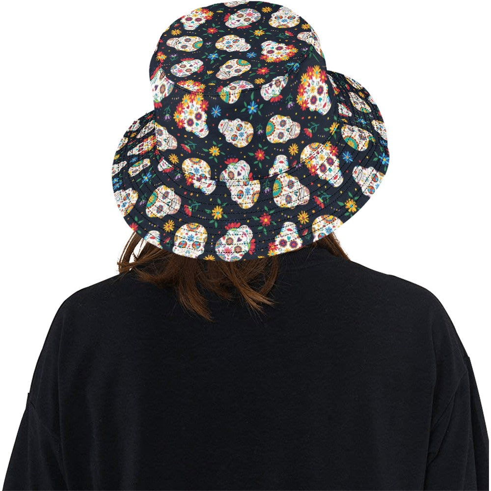 Sugar Skull Print Design LKS305 Unisex Bucket Hat