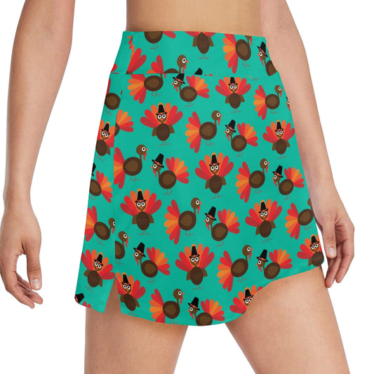 Turkey Print Design LKS402 17" Golf & Pickleball Skort with Pockets