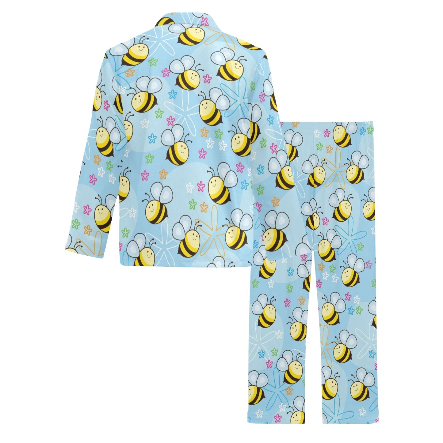 Bee Pattern Print Design BEE03 Men's Long Pajama Set