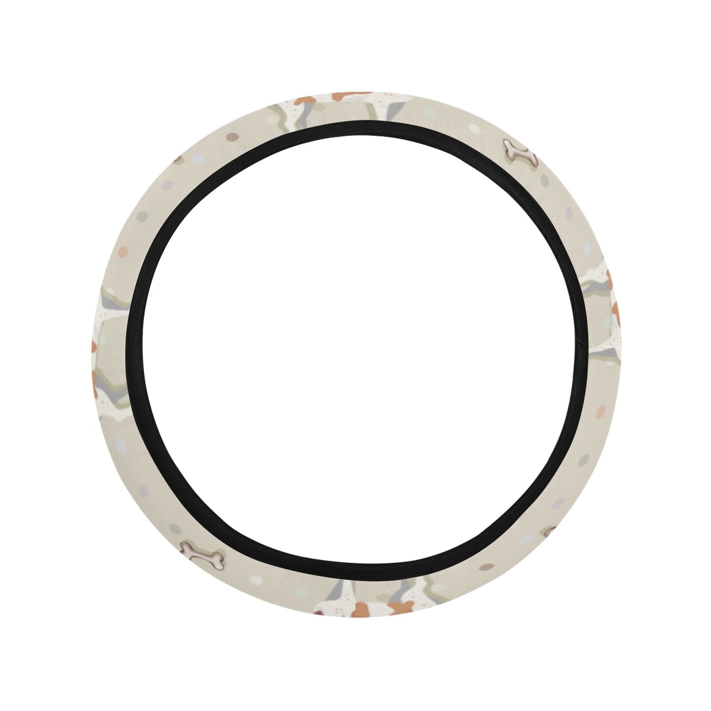 Russell Terriers With Bone Print Design LKS302 Steering Wheel Cover with Elastic Edge