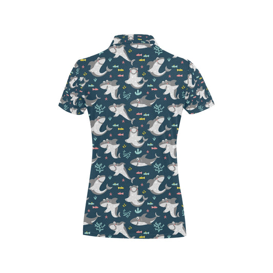 Shark Print Design LKS307 Women's Polo Shirt