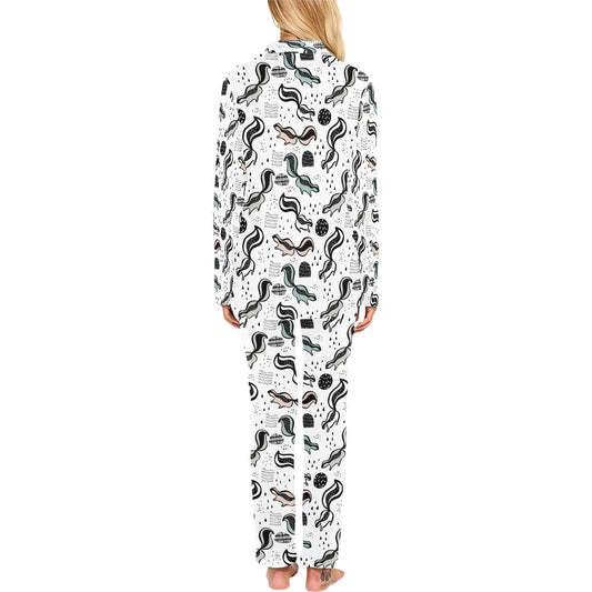 Skunk Print Design LKS303 Women's Long Pajama Set