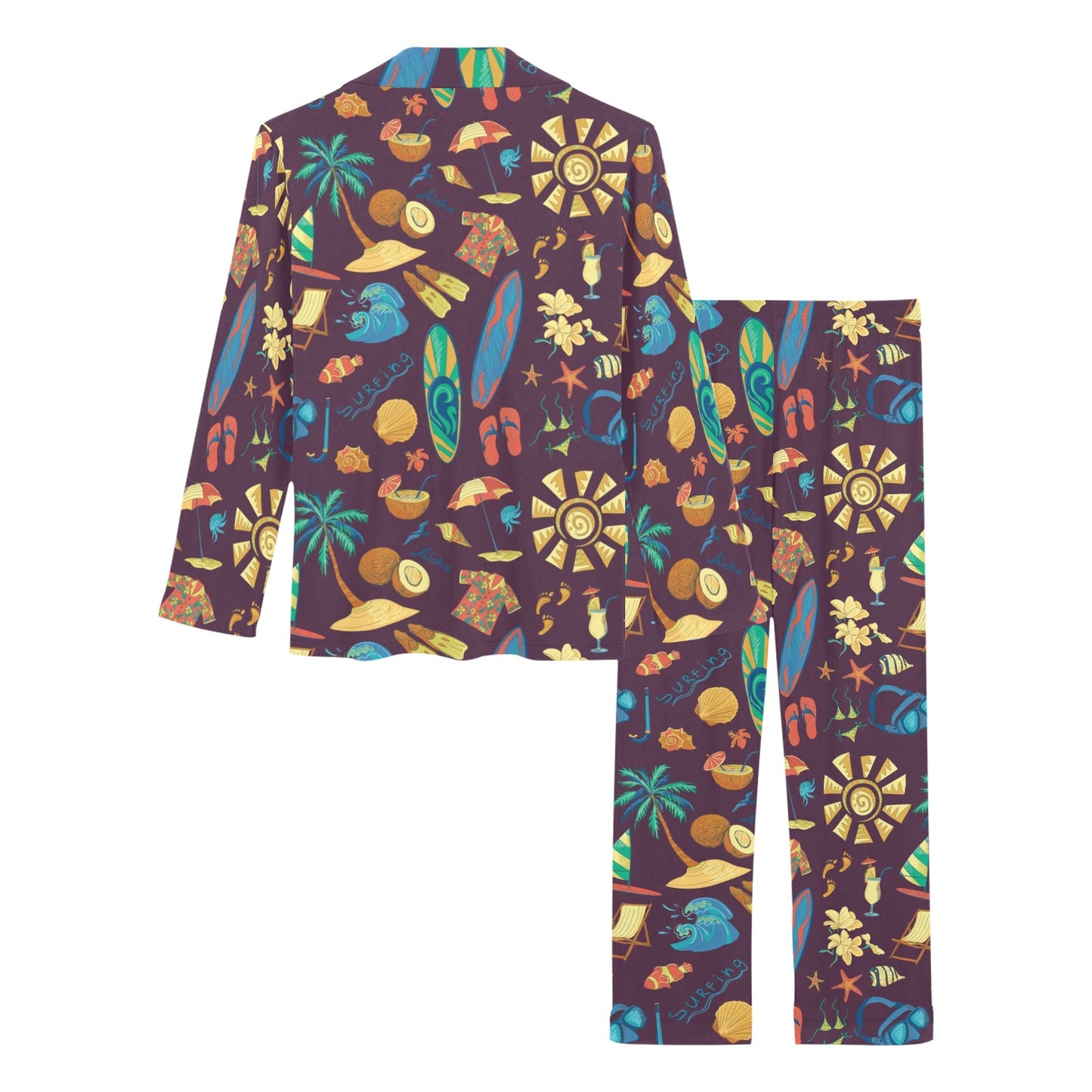 Aloha Hawaii Pattern Print Design 01 Women's Long Pajama Set