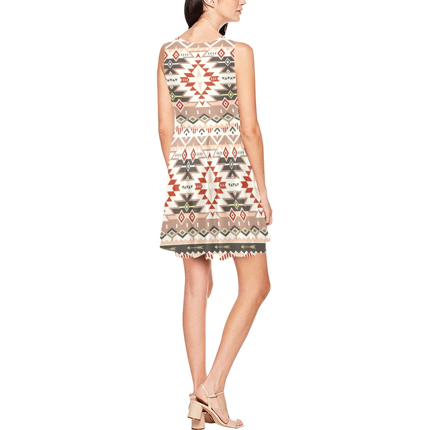 Aztec Pattern Print Design 05 Sleeveless Dress