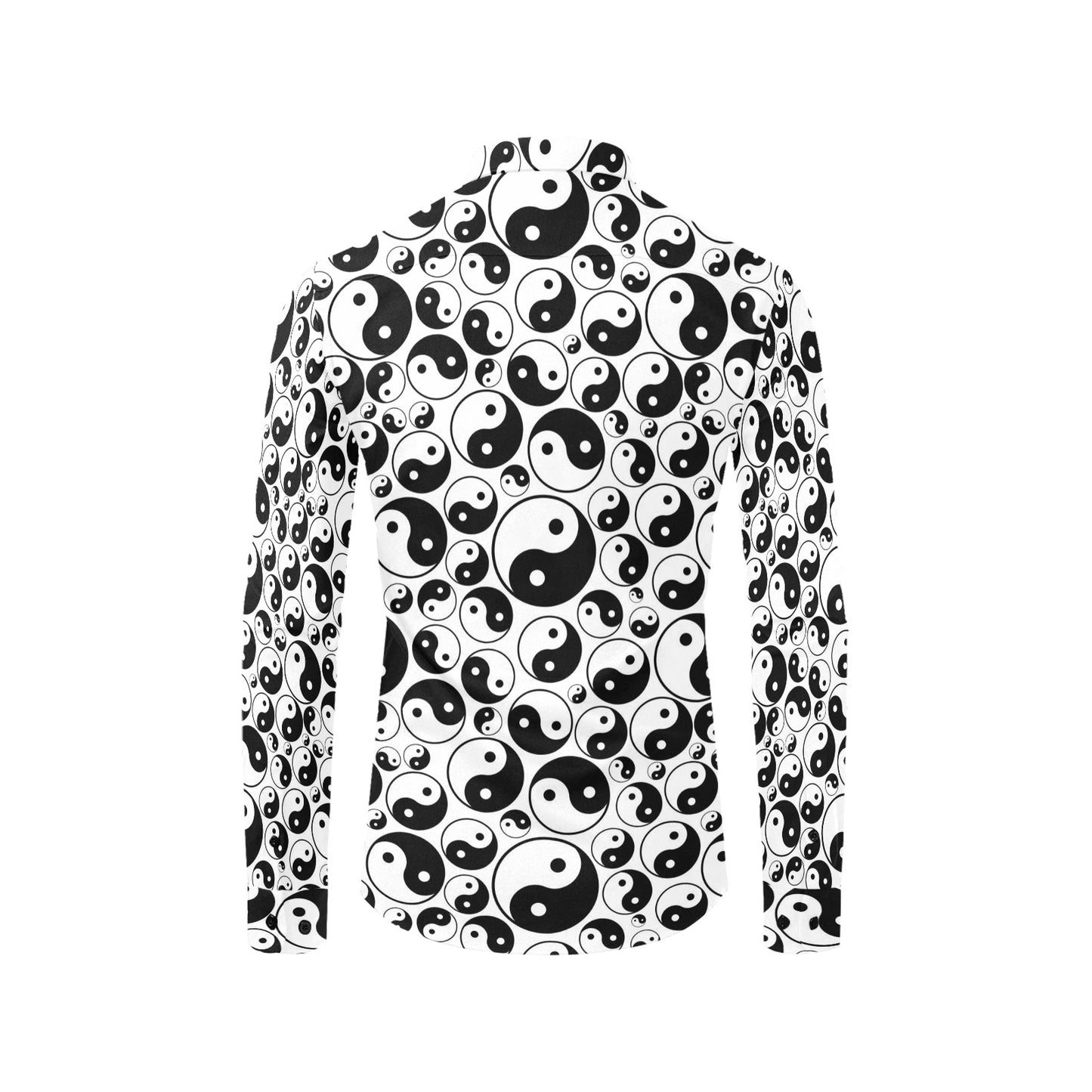 Yin Yang Print Design LKS302 Men's Long Sleeve Dress Shirt