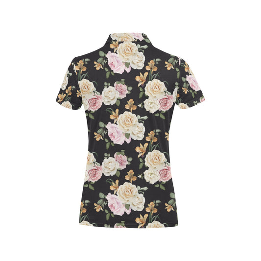Rose Pattern Print Design A01 Women's Polo Shirt