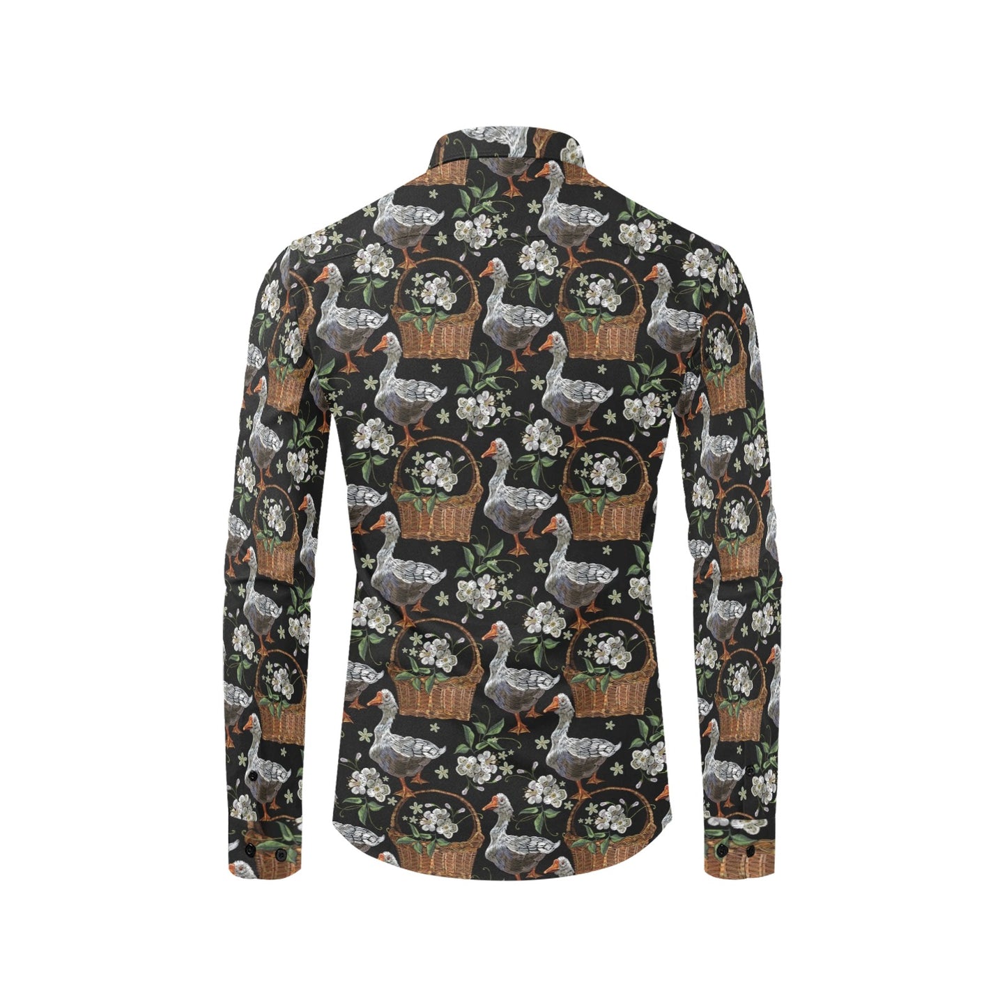Goose Print Design LKS406 Men's Long Sleeve Dress Shirt