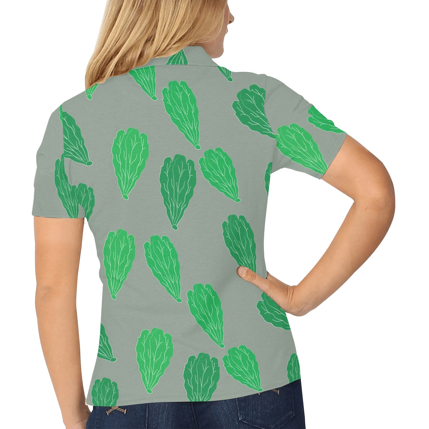 Lettuce Pattern Print Design 02 Women's Polo Shirt