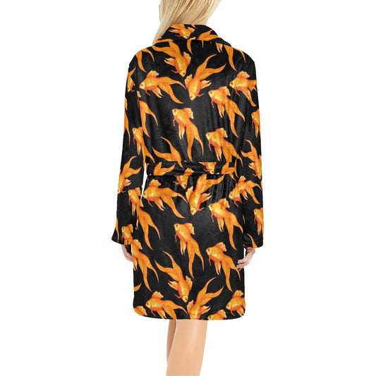 Goldfish Pattern Print Design 03 Women's Fleece Robe