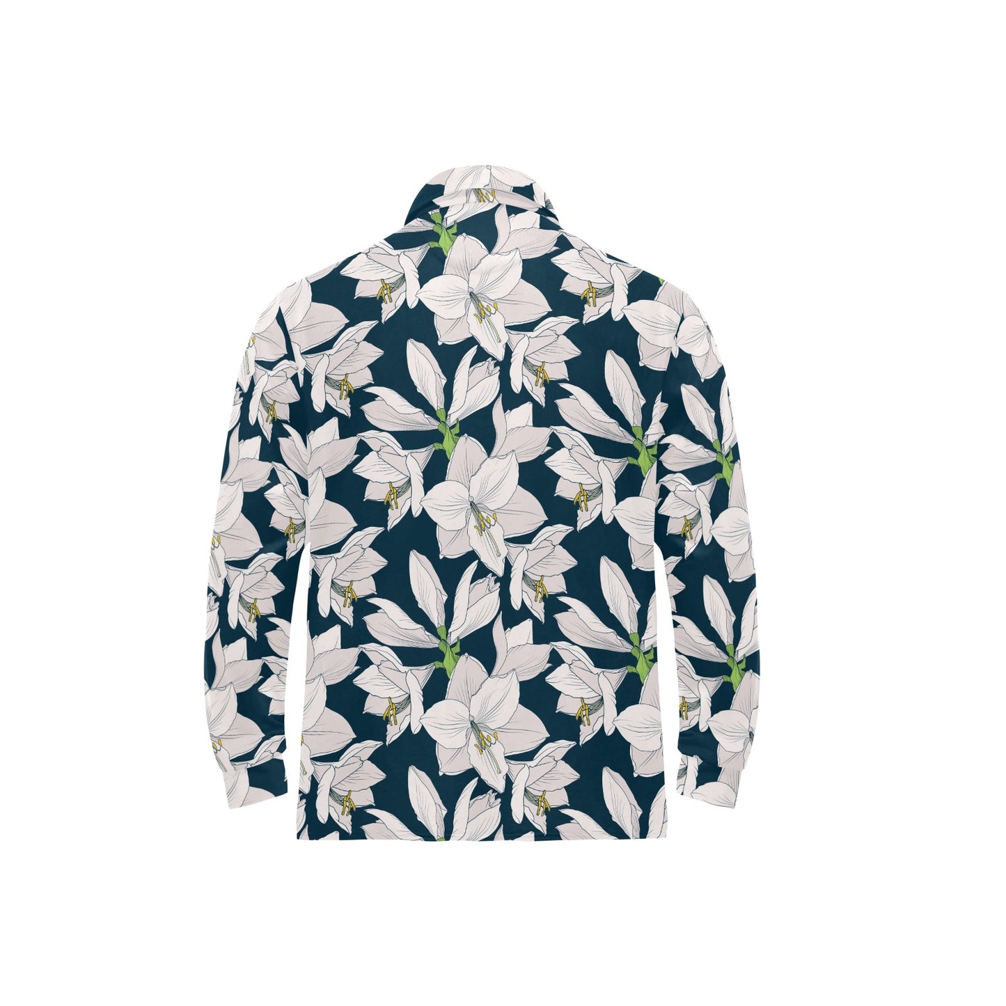Amaryllis Pattern Print Design 01 Long Sleeve Polo Shirt For Men's
