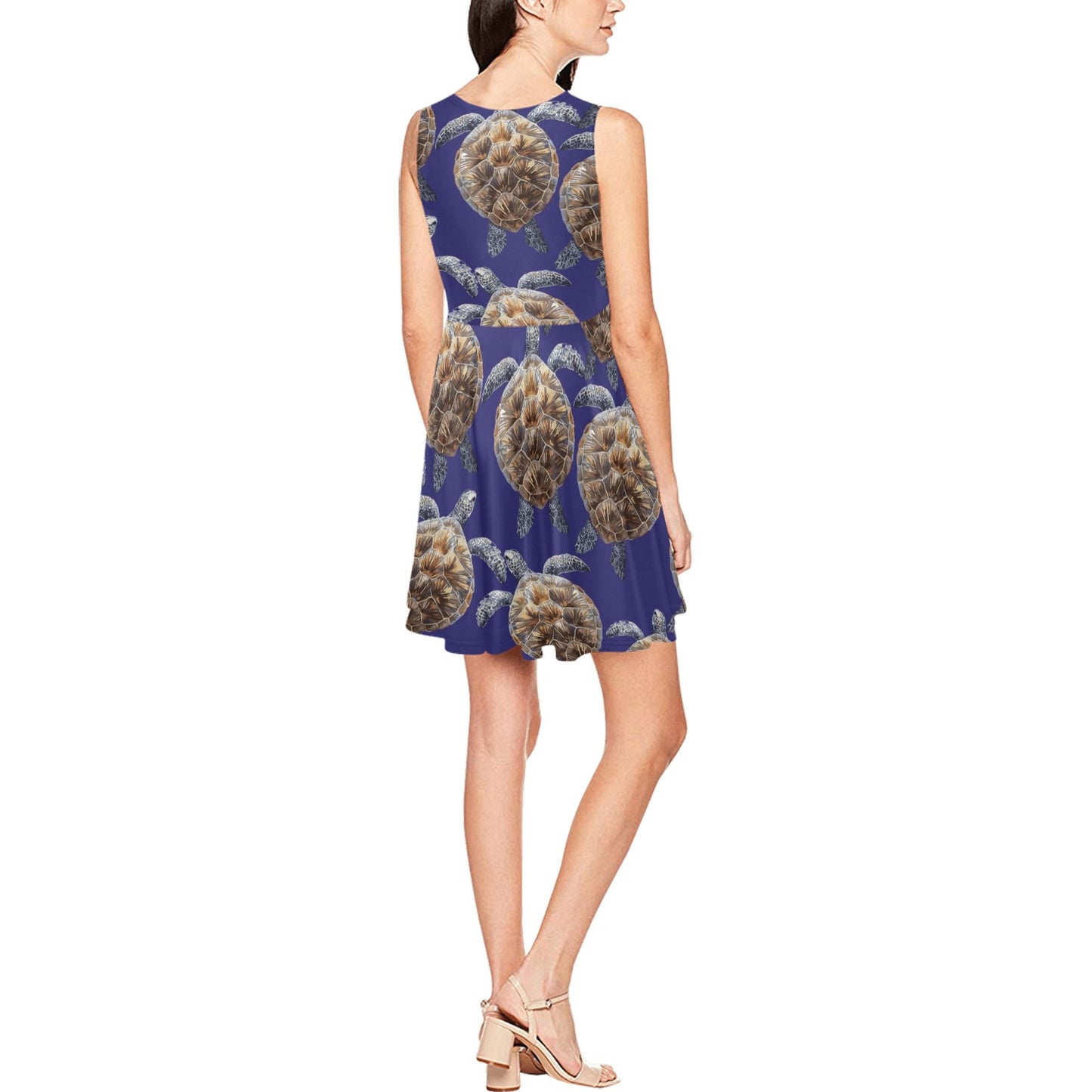 Sea Turtle Pattern Print Design T05 Sleeveless Dress