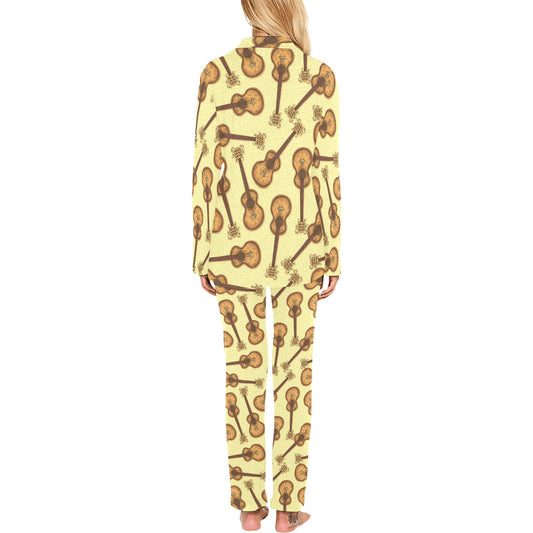 Acoustic Guitar Print Design LKS402 Women's Long Pajama Set