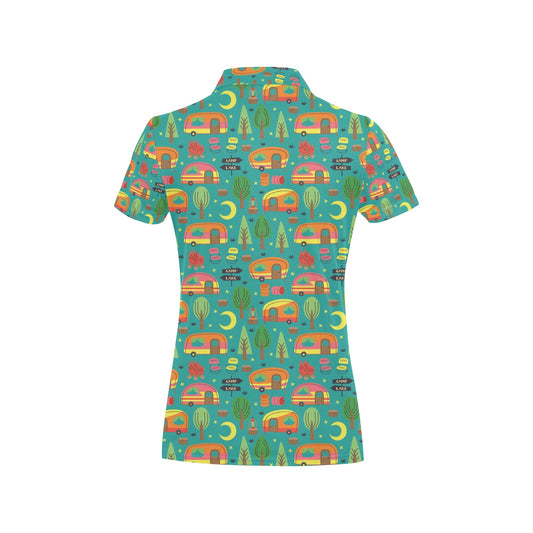 Camping Camper Pattern Print Design 05 Women's Polo Shirt