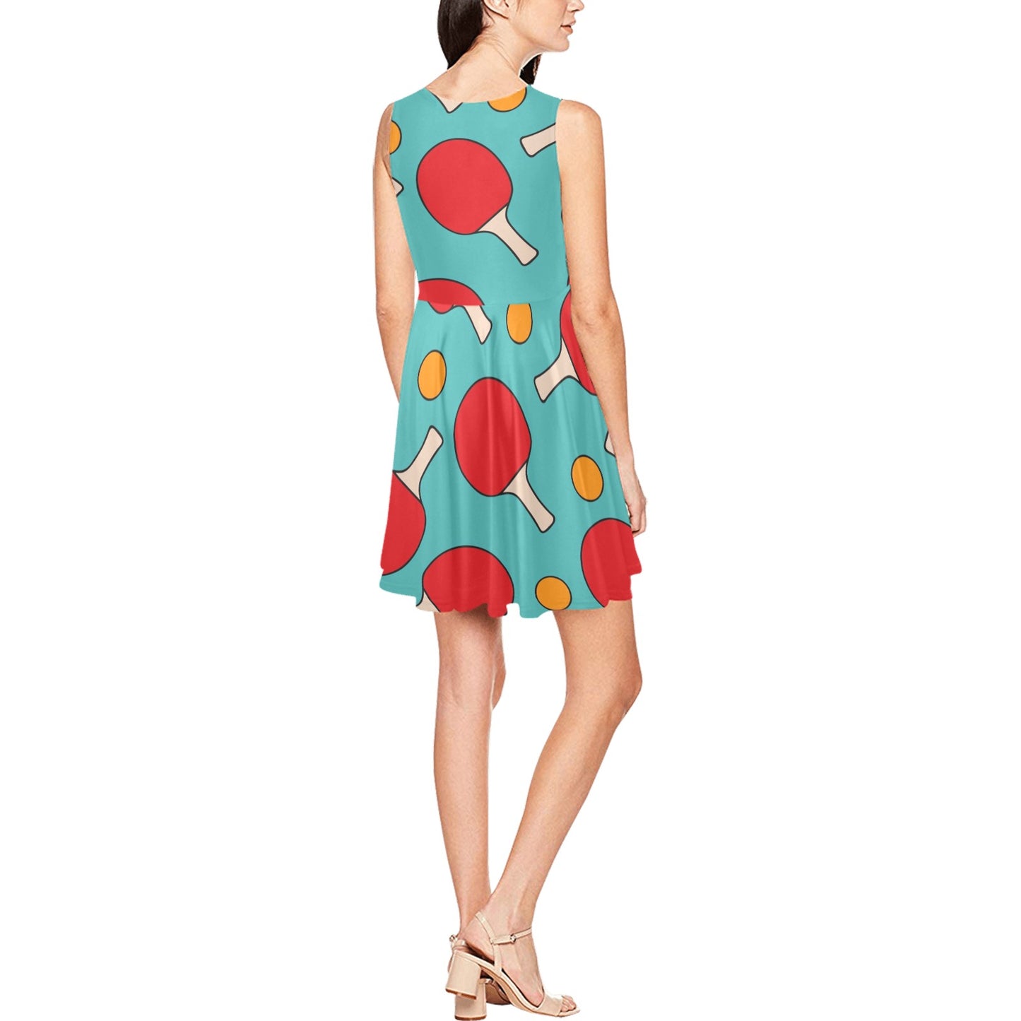 Ping Pong Pattern Print Design A01 Sleeveless Dress