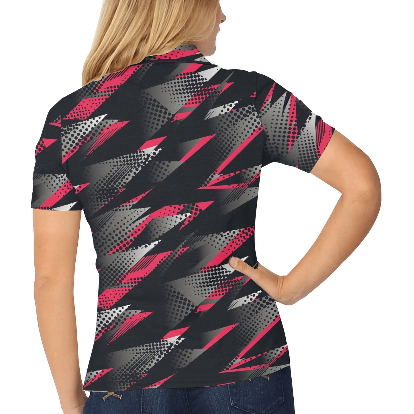 Racing Style Pattern Print Design A04 Women's Polo Shirt