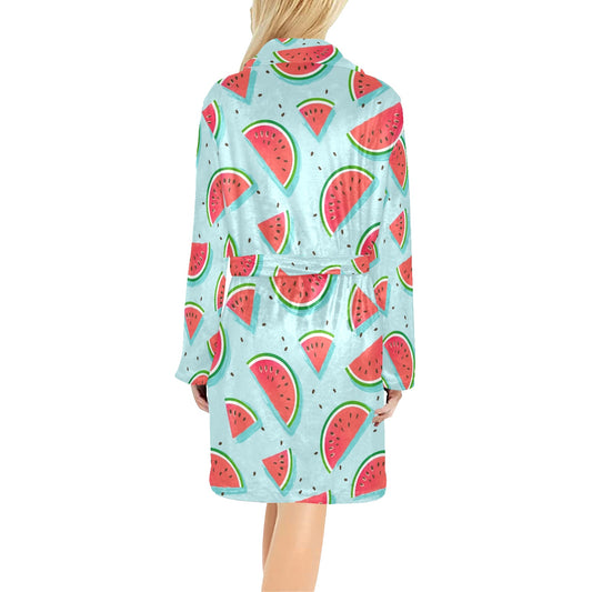 Watermelon Pattern Print Design WM03 Women's Fleece Robe