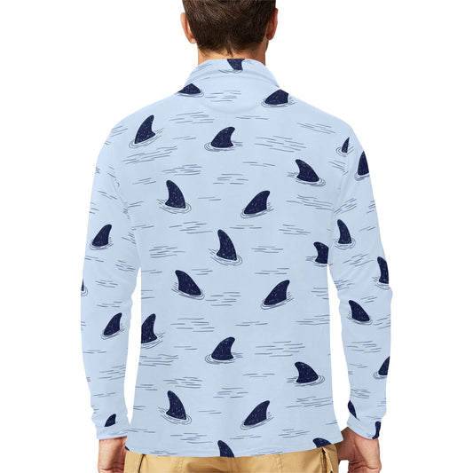 Shark Fin Long Sleeve Polo Shirt For Men's