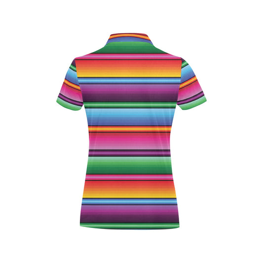 Mexican Blanket Colorful Print Pattern Women's Polo Shirt