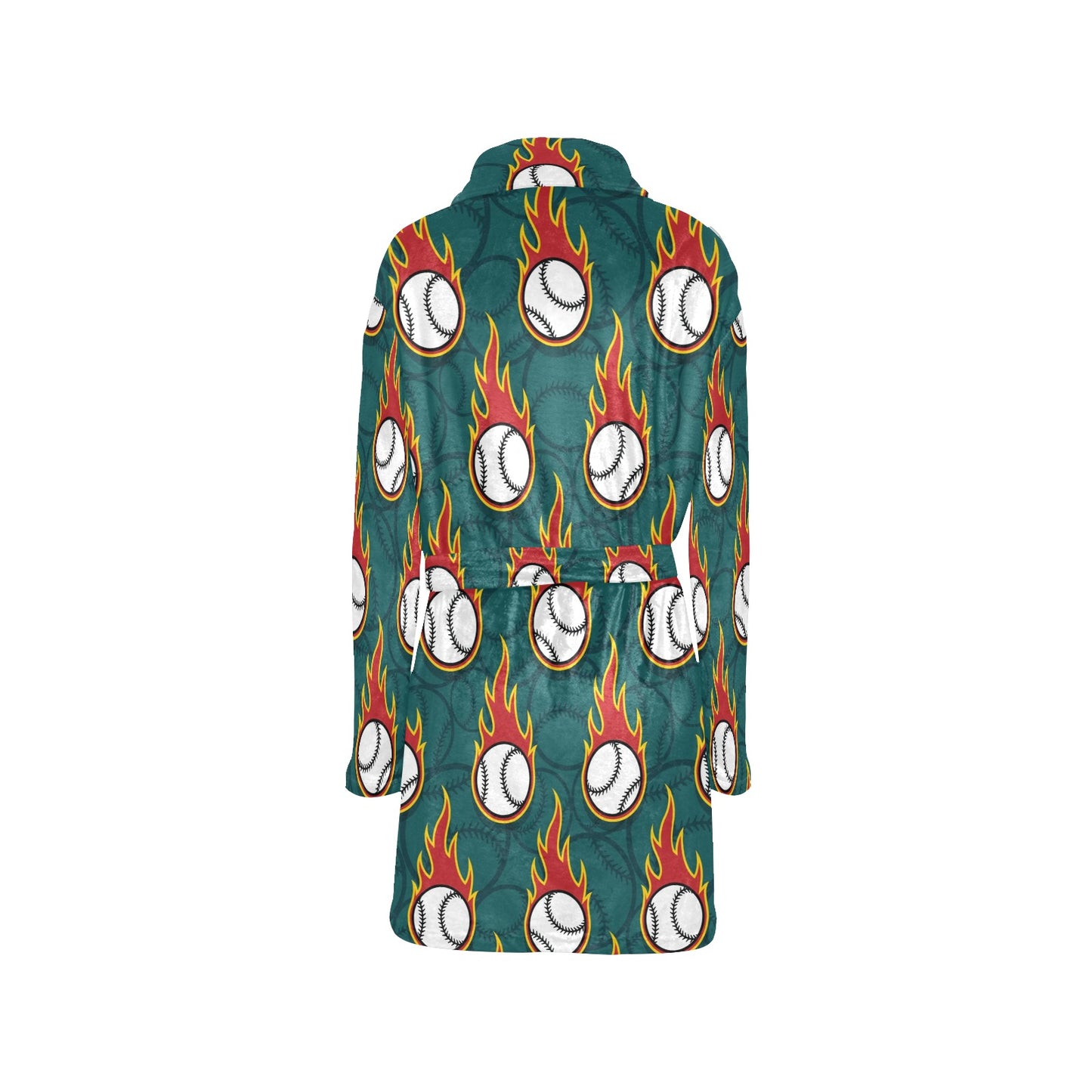 Baseball Fire Print Pattern Women's Fleece Robe