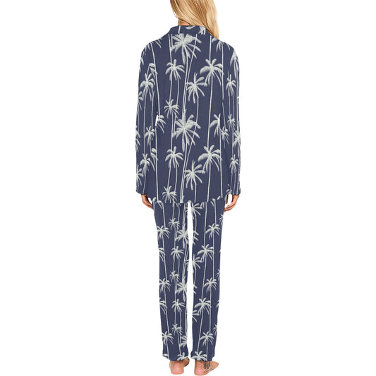 Palm Tree Pattern Print Design PT06 Women's Long Pajama Set