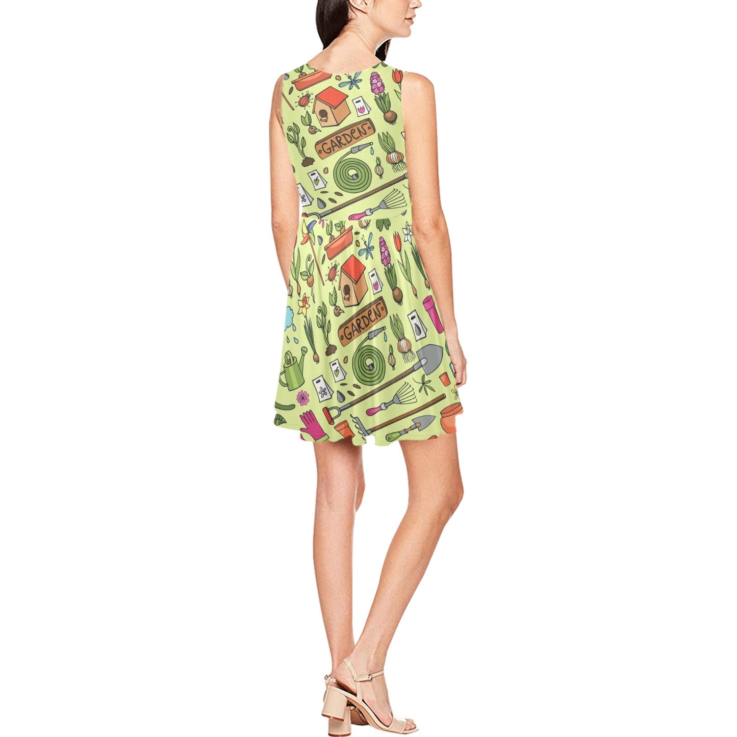 Gardening Pattern Print Design G02 Sleeveless Dress