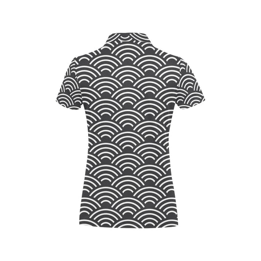 Scales Black White Pattern Print Design 03 Women's Polo Shirt