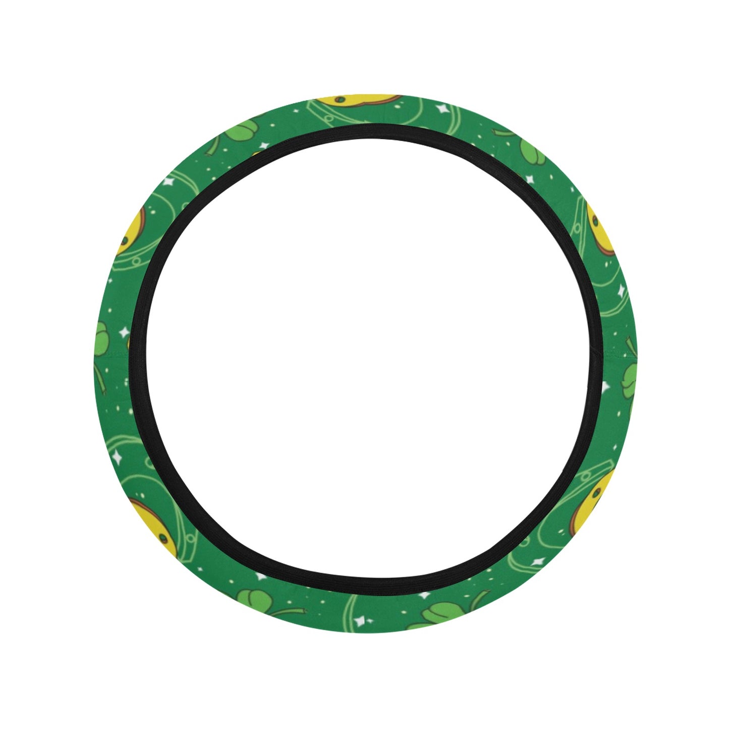 Shamrock With Horse Shoes Print Design LKS305 Steering Wheel Cover with Elastic Edge