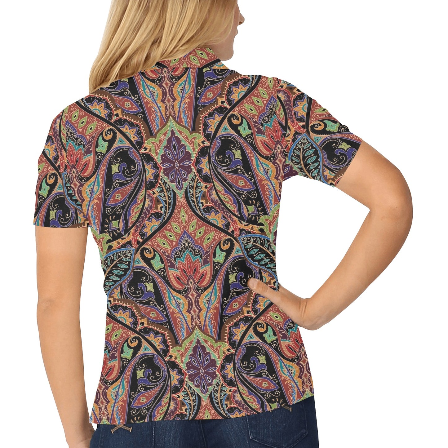 Bohemian Pattern Print Design 06 Women's Polo Shirt