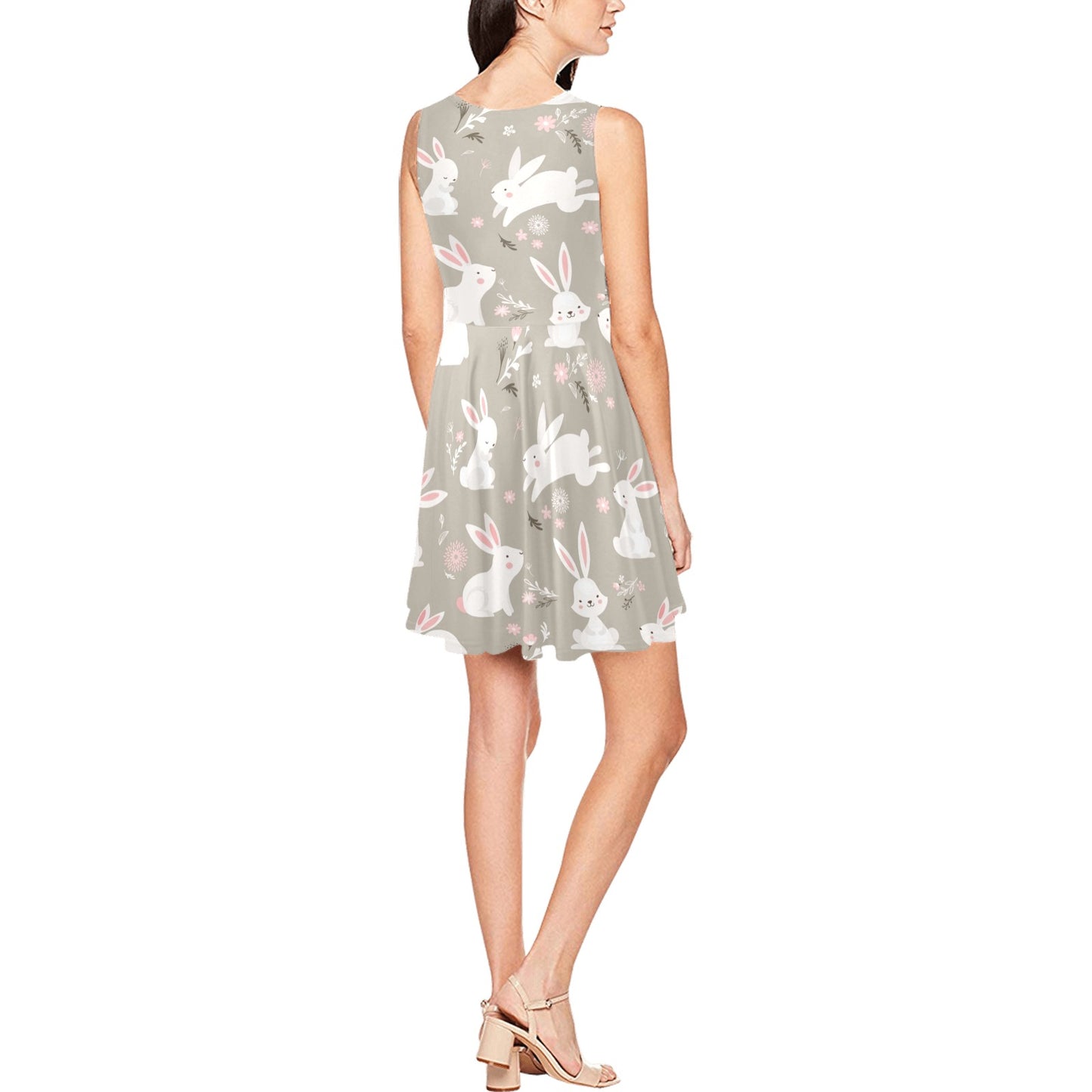 Rabbit Pattern Print Design RB03 Sleeveless Dress