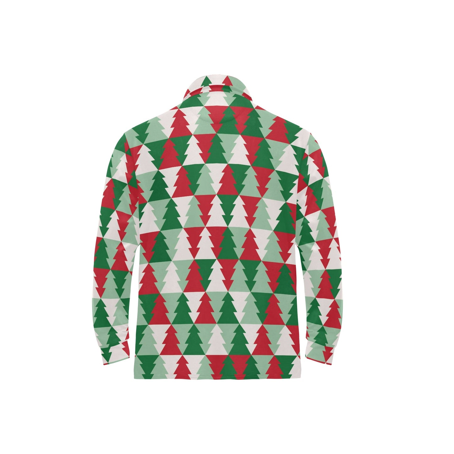 Christmas Tree Pattern Print Design 01 Long Sleeve Polo Shirt For Men's