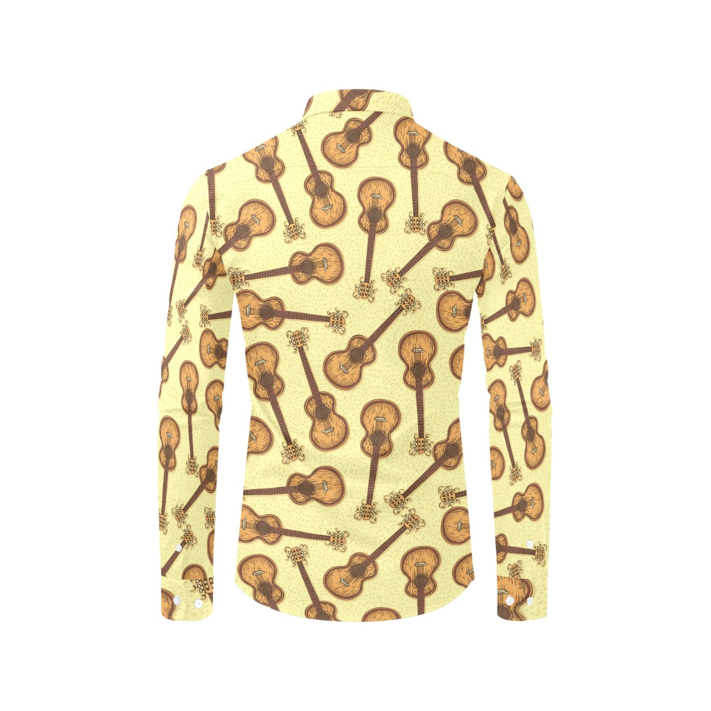 Acoustic Guitar Print Design LKS402 Men's Long Sleeve Dress Shirt