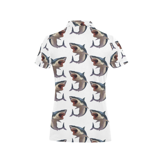 Great White Shark Pattern Print Design 03 Women's Polo Shirt