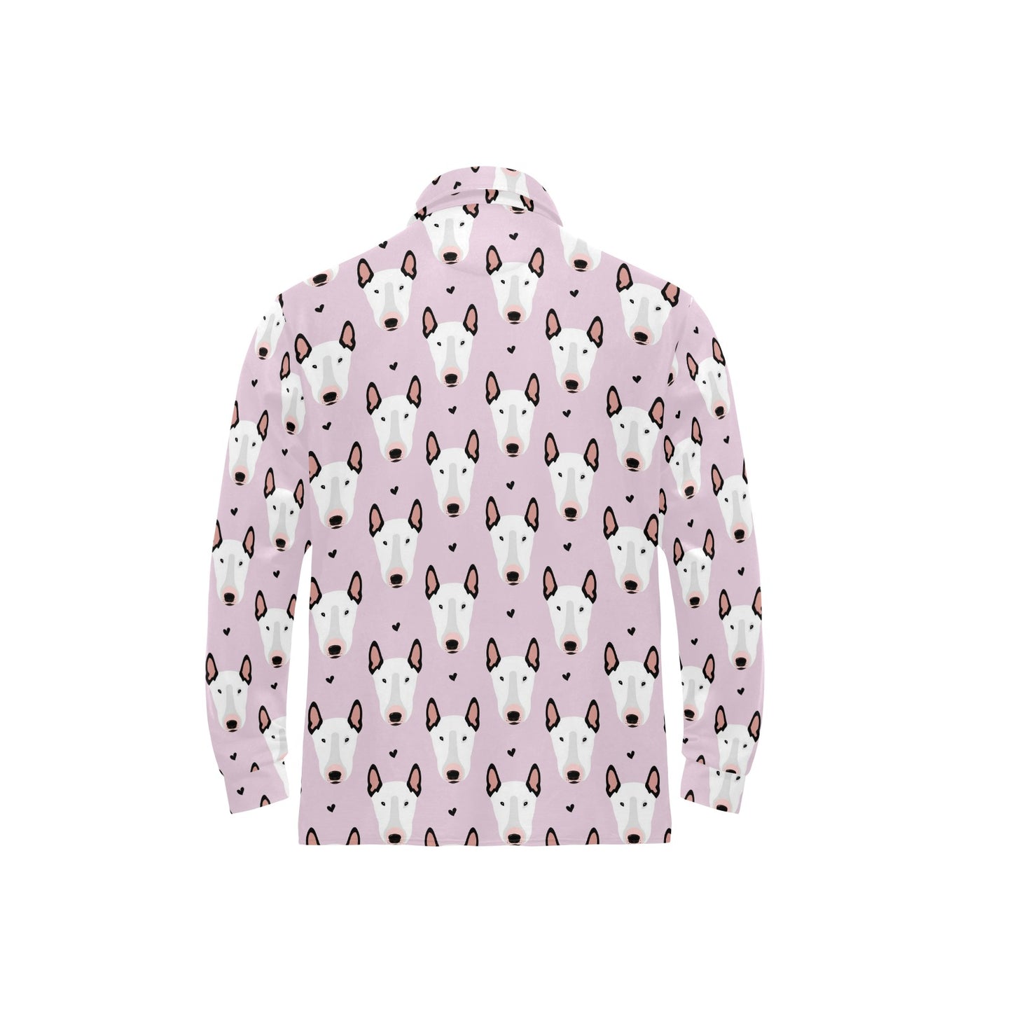 Bull Terrier Pink Print Pattern Long Sleeve Polo Shirt For Men's