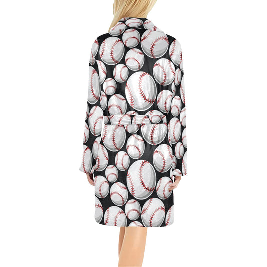 Baseball Black Background Women's Fleece Robe