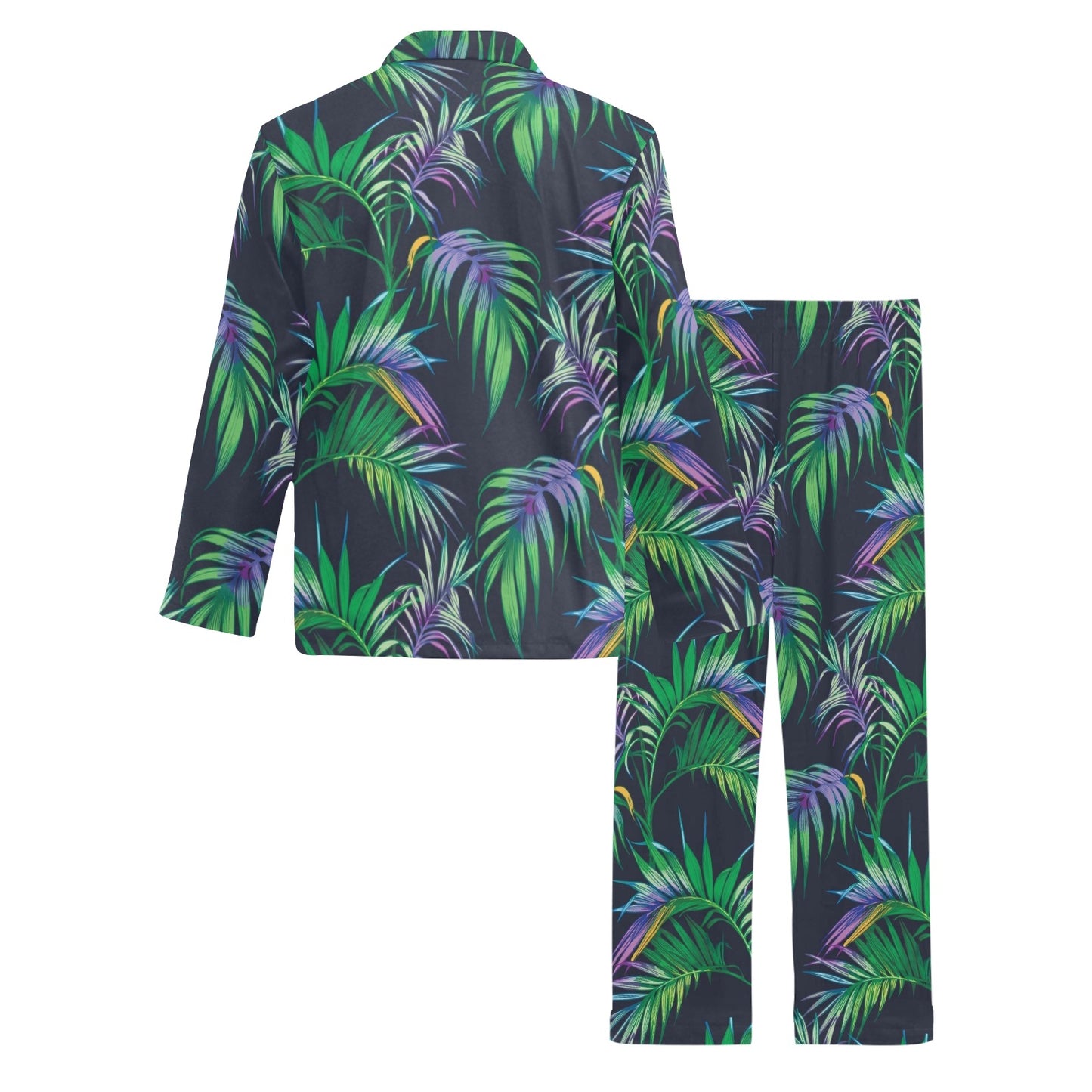 Palm Leaves Pattern Print Design PL04 Men's Long Pajama Set