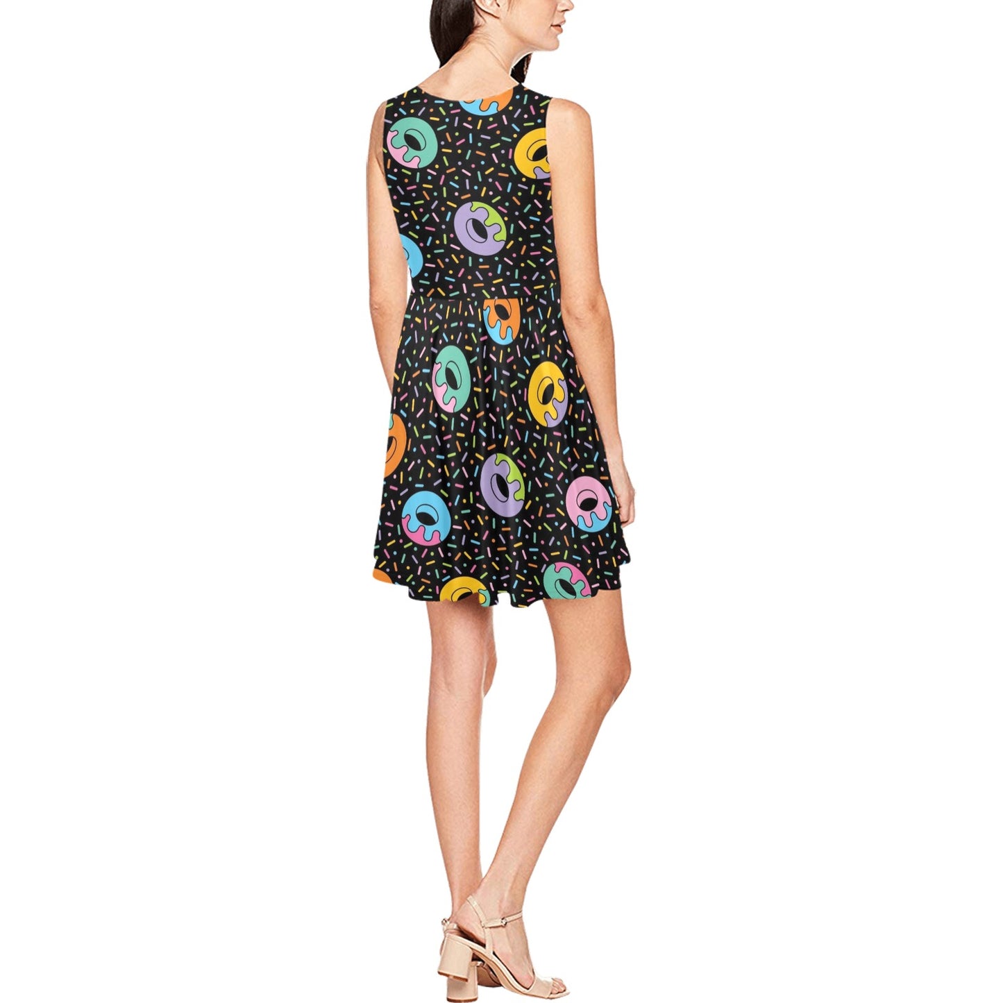 Donut Pattern Print Design DN012 Sleeveless Dress