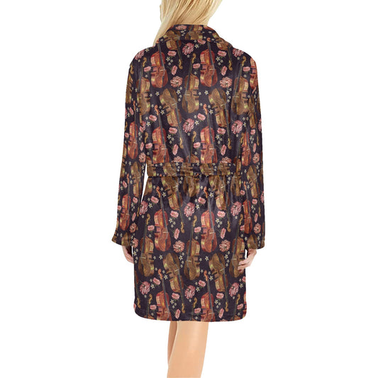 Violin Print Design LKS402 Women's Fleece Robe